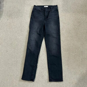 Madewell High-Rise Slim Straight Jeans in Richgrove Wash Black Size 25 Tall